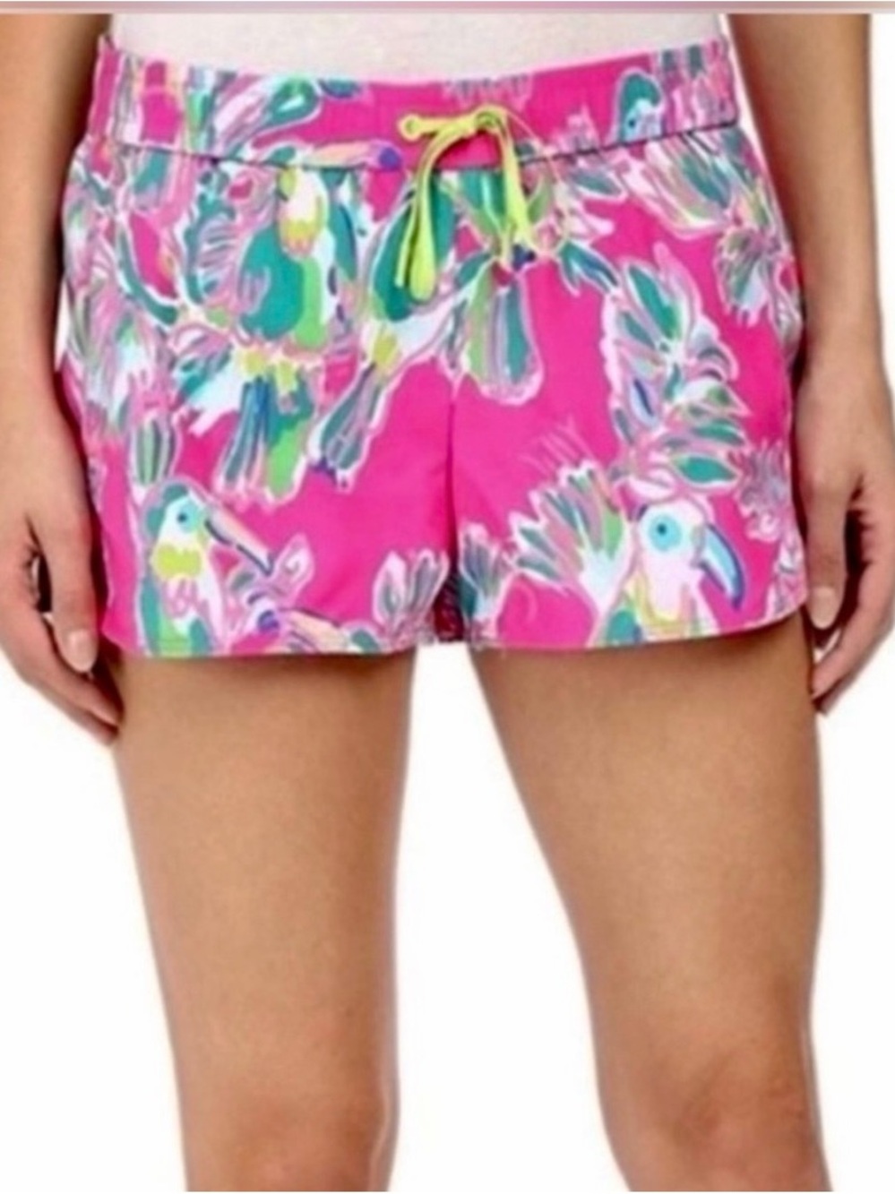 LILLY PULITZER Runaround Pink “Toucan Can”  Print Nylon Quick Dry Shorts Size S